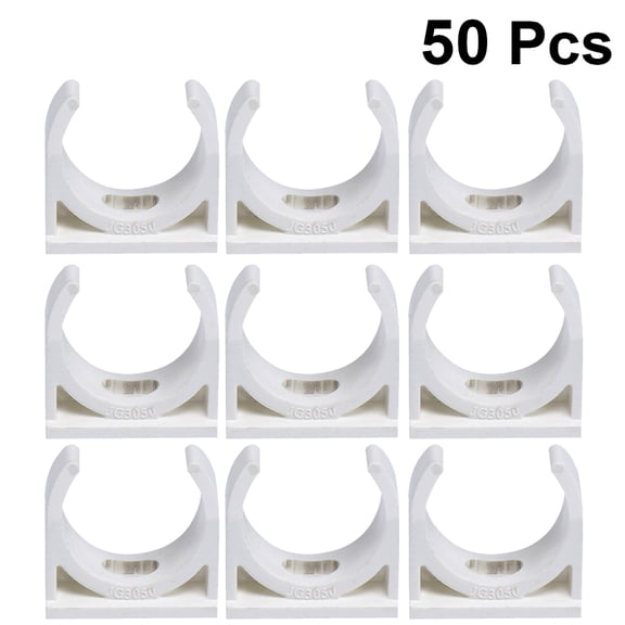 POPETPOP 50Pcs U Shape Pipe Clamp White PVC Band for Easy Installation and Scaling Resistance