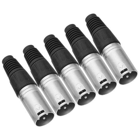 POPETPOP 5Pcs Plated Silver 3 Pin Xlr Male Cable Plug Connector for Reliable Audio Signal Transmission