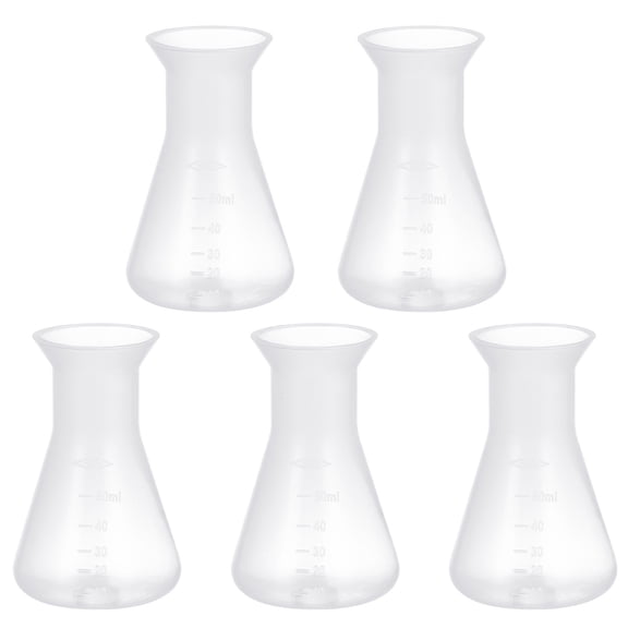 POPETPOP 5Pcs Practical Plastic Conical Flask for Lab Use with Stable Base and Clear Observation