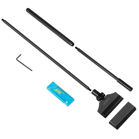 POPETPOP 65cm Fish Tank Aquarium Stainless Steel Algae Scraper Cleaning Razor Cleaner With 10 Pcs Blades (Black)