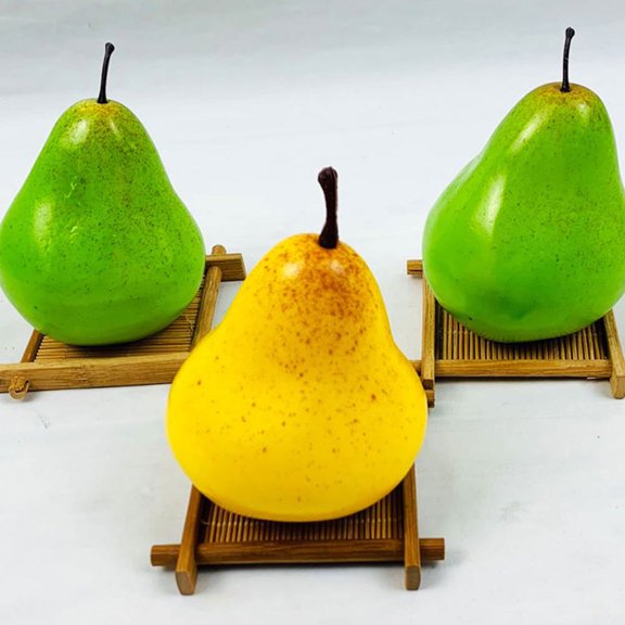 POPETPOP 6Pcs Desktop Pear Decor Assorted Colors Realistic Fake Fruit Models for Restaurant Display
