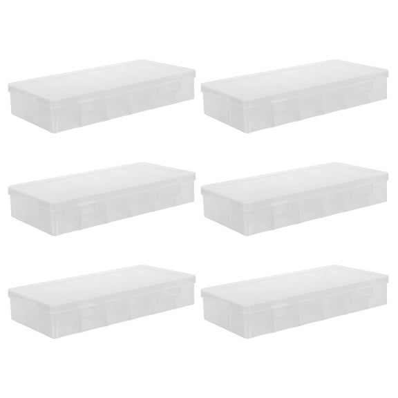 POPETPOP 6Pcs Plastic Organizer Box with Removable Trays for Fishing Tackle and Small Item Storage