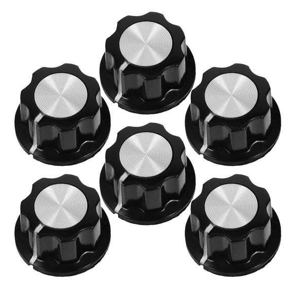 POPETPOP 6Pcs Black Rotary Knobs for Volume Tone Control with Easy Installation and Wide Compatibility