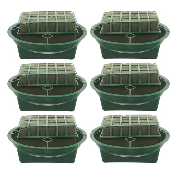 POPETPOP 6Pcs Water Absorbing Floral Foam Bricks with Cage Bowl Holder for Stable Flower Arrangement and Stem Insertion