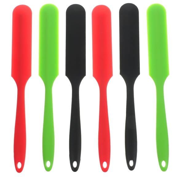 POPETPOP 6pcs Long Cake Spatulas Silicone Cream Spatula Butter Scraper Icing Smoother Kitchen Gadget (Random Color)