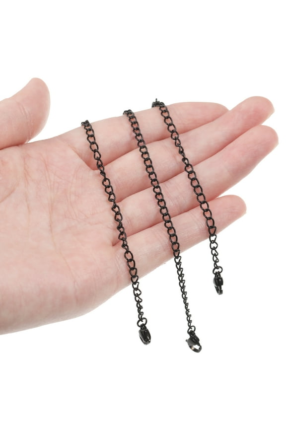 Black Stainless Steel Extender Chain with Lobster Clasp for Jewelry Making 30mm 50mm 75mm 100mm 125mm 150mm