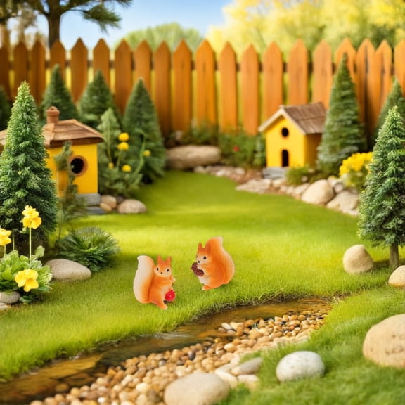 POPETPOP Adorable Orange Resin Squirrel Figurines for Indoor and Outdoor Decor Accents