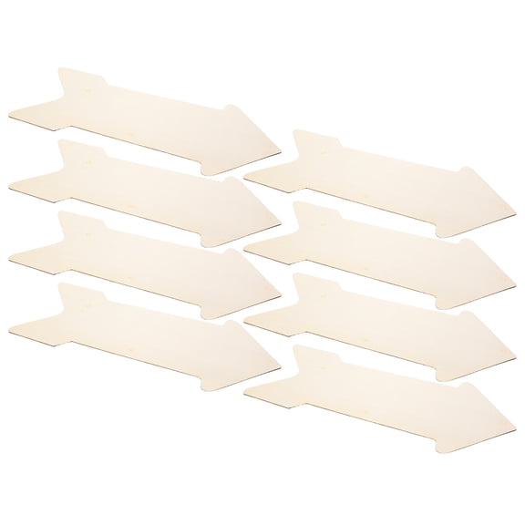 POPETPOP 8Pcs Khaki Unfinished Wood Arrow Plaques Unique Shape Wood Craft Blanks for DIY Home Furniture Decor