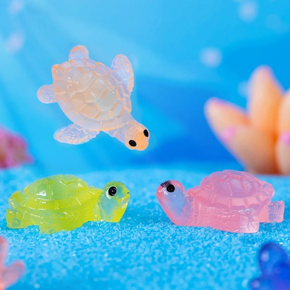 POPETPOP 8-Piece Resin Turtle Figurine Set, Assorted Colors for Garden Landscaping and Miniature Landscape Decor