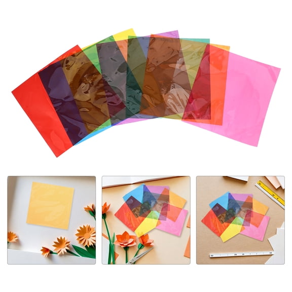 POPETPOP 90Pcs Assorted Colored Cellophane Paper Sheets Decorative Wrap for Craft Projects