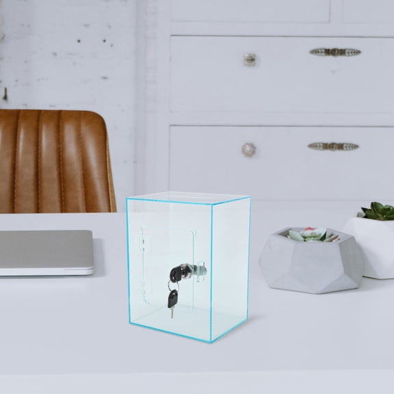 POPETPOP Clear Acrylic Donation Box Lockable Money Box for Raffle Tickets