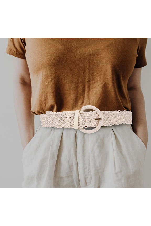 Adjustable Bohemian Woven Waist Belt for Dresses Beige Handcrafted Braided Design