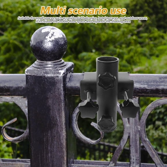 POPETPOP Adjustable Metal Umbrella Bracket for Fence and Deck Railings Black Finish