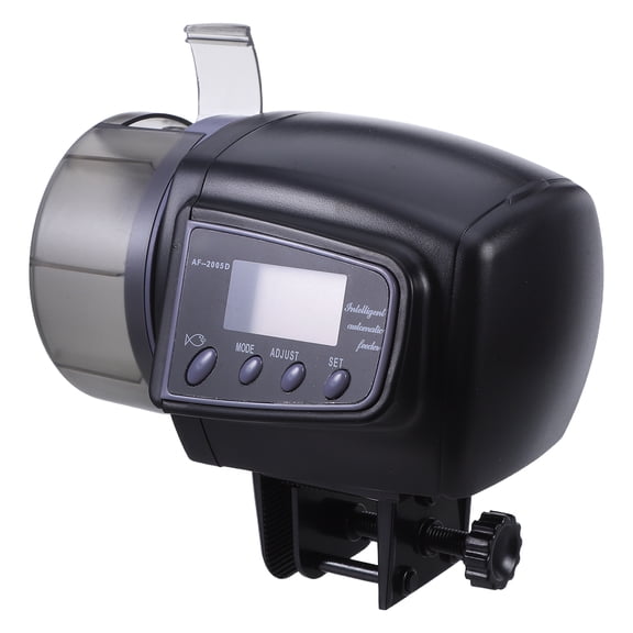 POPETPOP Aquarium Auto Feeder with Digital LCD Screen for Accurate Fish Feeding Black