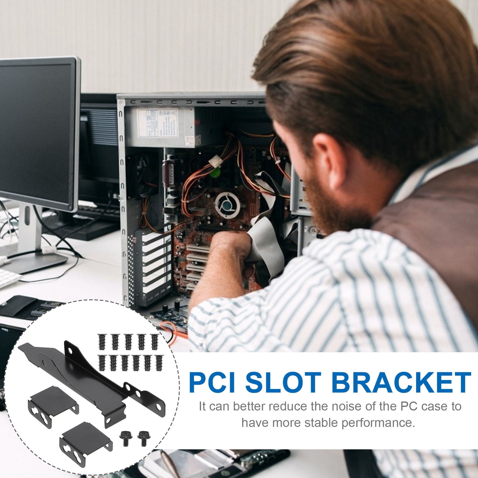 POPETPOP 1Set Computer Pci Slot Holder Black Fan Mount Rack for ...