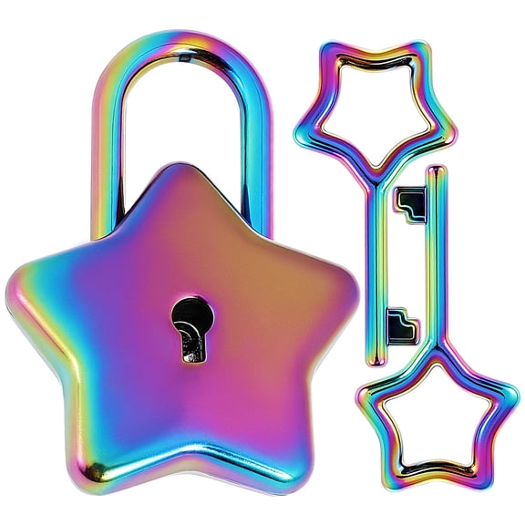 POPETPOP Durable Star Padlock with Key Assorted Color Metal for Handbag and Jewelry Box