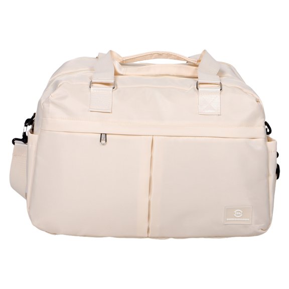 POPETPOP Lightweight Beige Weekender Tote Bag with Dry Wet Separation Expandable and Oxford Fabric