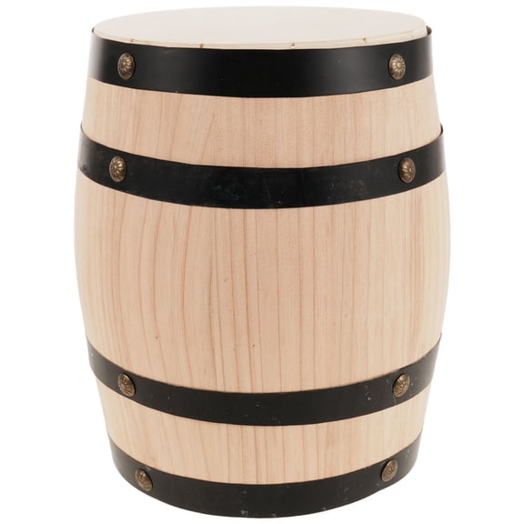 POPETPOP Beige Wooden Barrel Stool Retro Wine Barrel Decor Rustic Outdoor Patio End Table