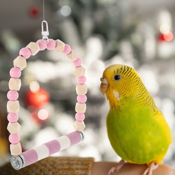 POPETPOP Bird Perch Pink Parakeet Cage Swing Stand for Chewing and Balance Training