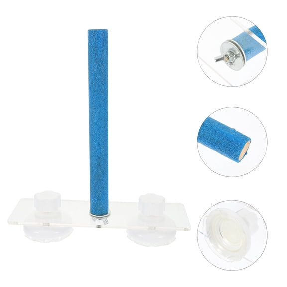 POPETPOP Bird Training Perch Stand Pet Bird Perch Rod Blue Wood 1Pack