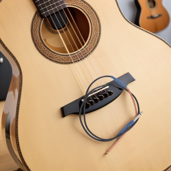 POPETPOP Acoustic Guitar Pickup with Eq Saddle Piezoelectric Transducer for Enhanced Sound Quality Black