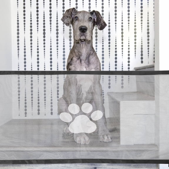POPETPOP Black Pet Gate with Breathable Mesh and Portable Design for Small Dogs and Cats Indoor Outdoor