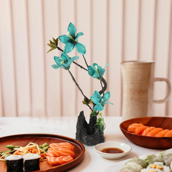 POPETPOP Table Flowers Decoration Sashimi Platter Flowers Decoration Blue Plastic 1Set