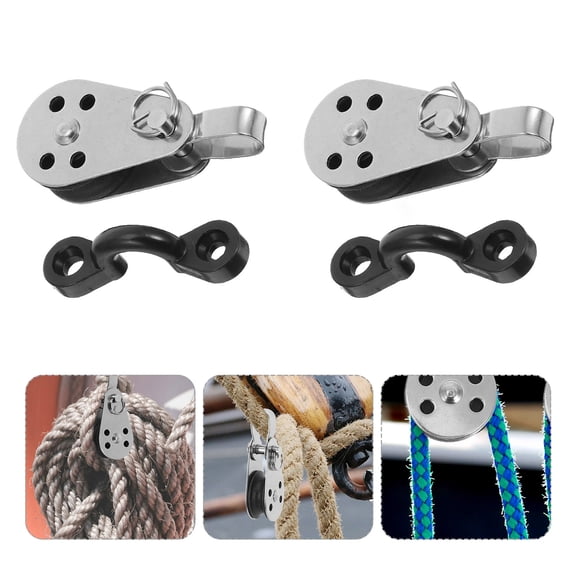 POPETPOP Canoe Anchor Trolley Kit Stainless Steel Pulleys Nylon Pad Eye Ideal for Water Sports