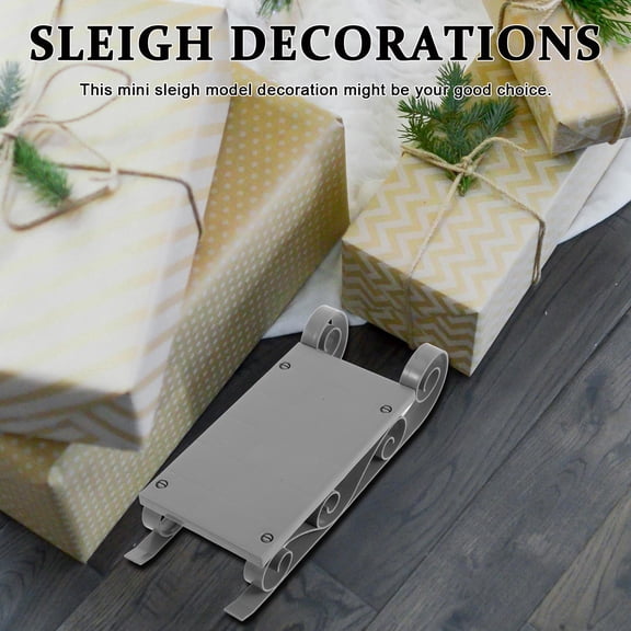 POPETPOP Grey Plastic Christmas Sleigh Ornament for Tree Decoration and Holiday Home Decor