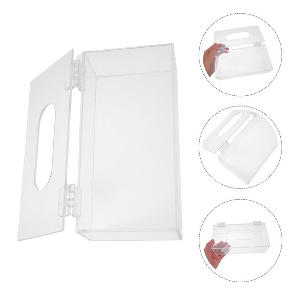 POPETPOP Clear Acrylic Portable Mask Storage Box with Hinged Lid for Organized Face Mask Storage and Travel