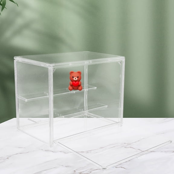 POPETPOP Clear Display Case for Figurines with Adjustable Sections and Durable Acrylic Material