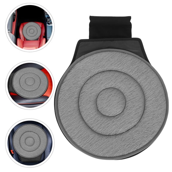 POPETPOP Comfortable Grey 360 Rotating Seat Cushion for Car Use with Non Slip Bottom