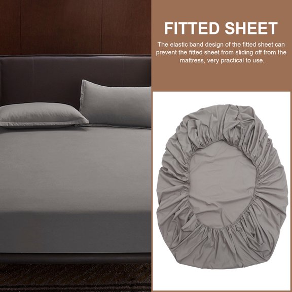 POPETPOP Elastic Bed Fitted Sheet Gray Breathable Cotton Material Comfortable Home Use Cover