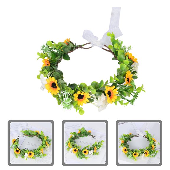 POPETPOP Elegant Artificial Flower Crown Headband for Bride Multi Color Wedding Accessory