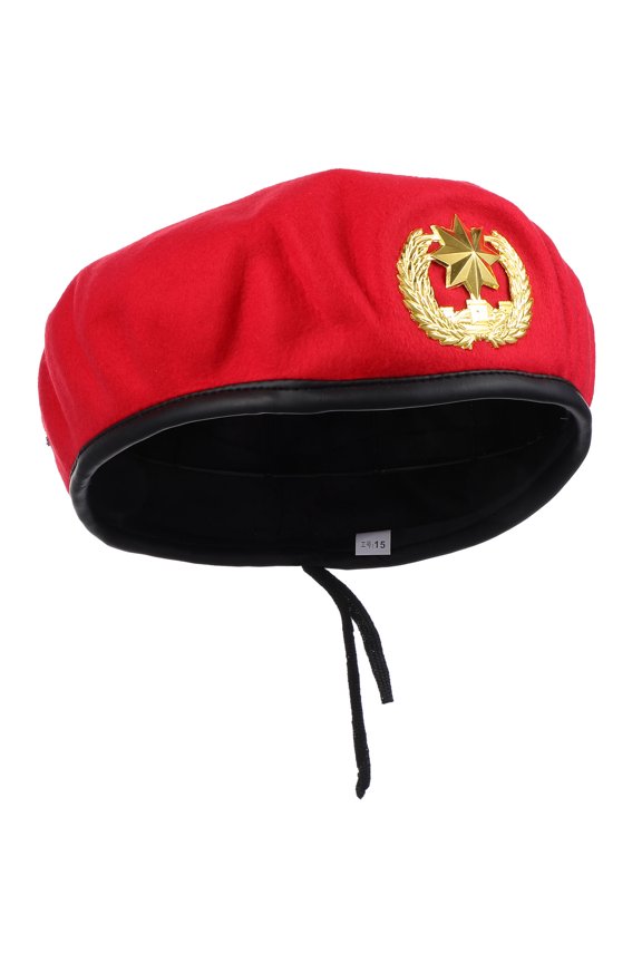 Red Woolen Sailor Beret with Fine Craftsmanship and Adjustable Cord for Decor