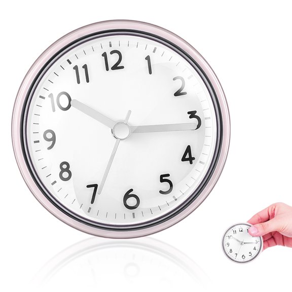 POPETPOP Fog-resistant Round Bath Clock Minimalist Waterproof 1Set Beige Plastic for Kitchen