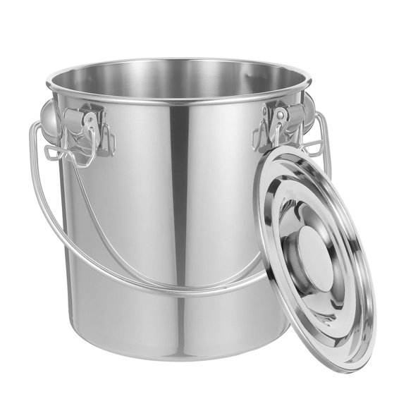 POPETPOP Food Safe Bucket Storage Bucket Stainless Steel Silver For Catering Services 1Pack
