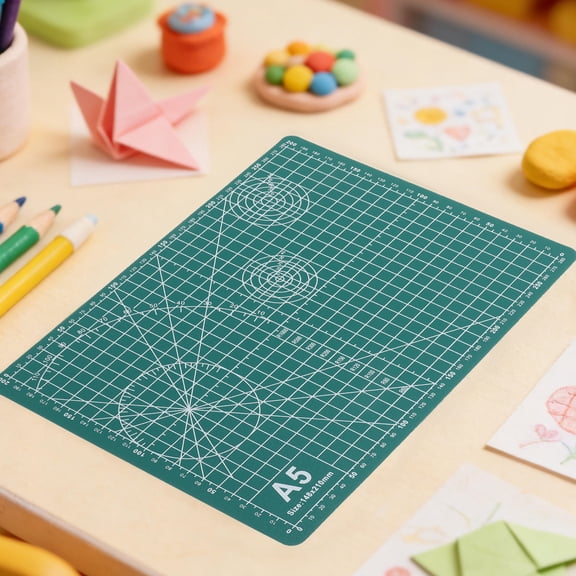 POPETPOP Green Double Sided Craft Cutting Mat with Ruler for Sewing Quilting and Art Projects