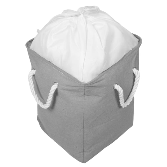 POPETPOP Grey Corner Laundry Hamper with Wide Opening Fabric Bin for Bedroom and Bathroom