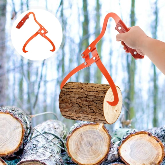 POPETPOP Heavy Duty Tree Trunk Lifting Tool Orange Ergonomic Wood Block Clamp for Daily Outdoor Use