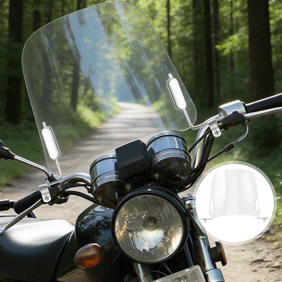 POPETPOP High Definition Transparent Motorcycle Windshield with Mounting Bracket for Electric Bikes and Tricycles