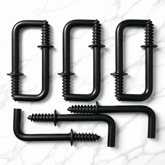 POPETPOP Iron L Screw Hooks Black for Wall Self Tapping Secure Fixing 100Pcs
