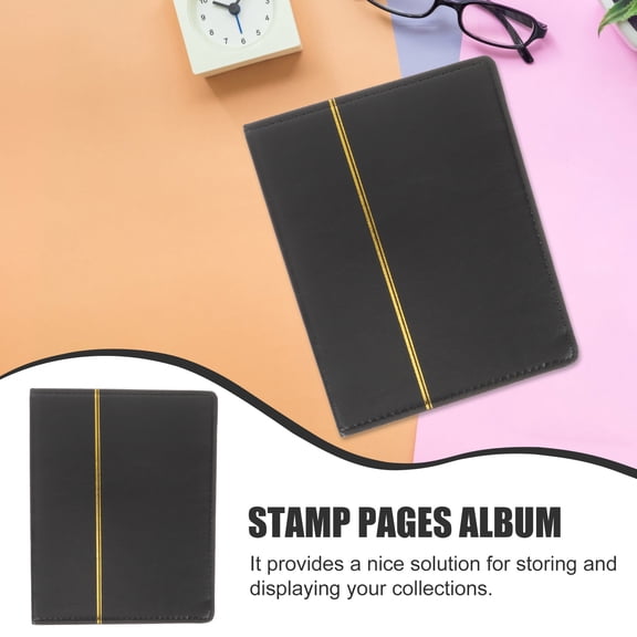 POPETPOP Black A5 Conference Folder Durable Stamp Collection Album with Transparent Pages