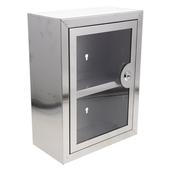 POPETPOP Wall-Mounted Lockable Metal Storage Box with Transparent Door for Secure and Organized Storage Solutions