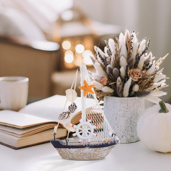 POPETPOP Nautical Home Decor Sailboat Model Ornament Wood Relaxation Bathroom 1Pack