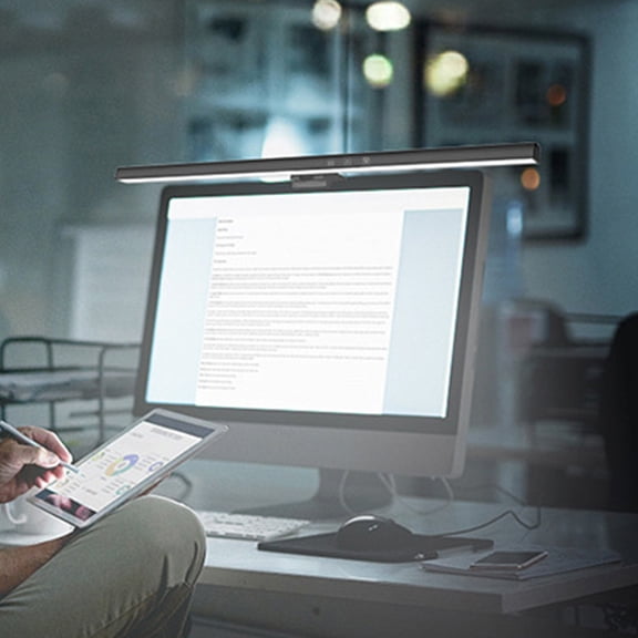 POPETPOP Monitor Lamp Bar Black with Asymmetric Light and Timing Dimming for Comfortable Screen Viewing