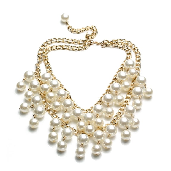 POPETPOP Multi Strand Pear Necklace with Characteristic Design Perfect for Engagement and Soiree