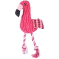 thumbnail image 1 of POPETPOP Pet Squeak Rope Toy Corduroy Plush Flamingo Shape Teeth Clean Stuffed Interactive Toy (Pink), 1 of 6