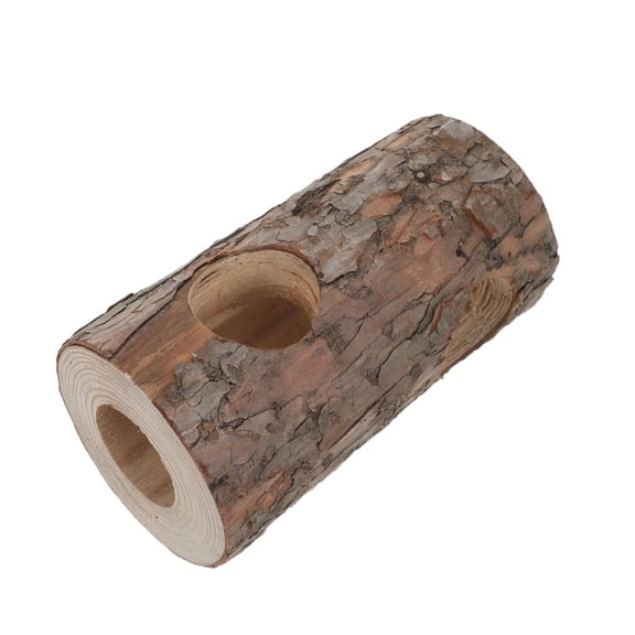 POPETPOP Pine Wood Hollow Log Aquarium Hideout Cave for Reptiles and Small Pets Natural Design