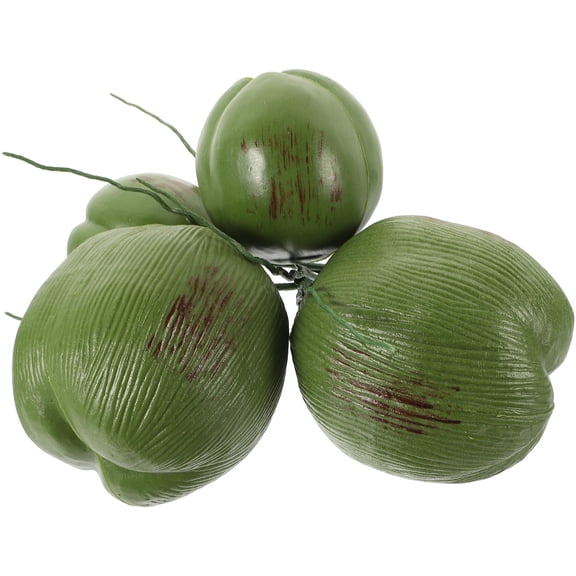 POPETPOP Restaurant Display Prop Coconut Figurine Green Plastic 5 Coconuts (2 Large + 3 Small)